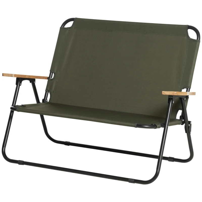 Campingstol 2-sits Hopfällbar Bärbar Trädgårdsstol Regissörsstol Hopfällbar Stol Med Dryckeshållare För Utomhus Picknick Vandring Max Belastning 160 Kg Grön 141 X 67 X 80 Cm 11