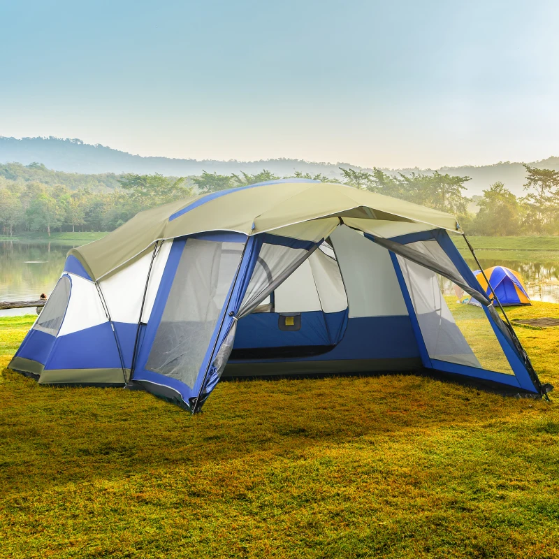 Campingtält 6-8 Personers Tält Familjetält Med Vestibul 2 Fönster Kupoltält PU3000mm För Trekking Festival Glasfiber Blå 518 X 487 X 237 Cm 2