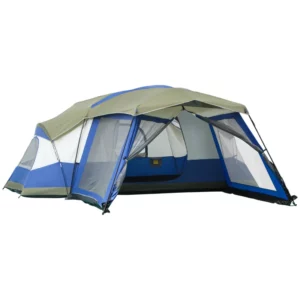 Campingtält 6-8 Personers Tält Familjetält Med Vestibul 2 Fönster Kupoltält PU3000mm För Trekking Festival Glasfiber Blå 518 X 487 X 237 Cm 1