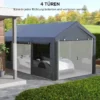 Carport & Partytält, Höj- Och Sänkbart, 4 Fönster & Dörrar, Metallram, 3 X 6m, Mörkgrå 6