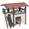 Cat House Cat Hut Pet Hut, Asfalttak, 2 Nivåer, 1 Stege, Vit+röd 10