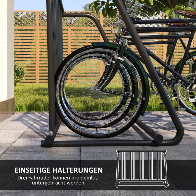 Cykelställ För 3 Cyklar, Väderbeständig, Extra Hållare, 114 X 58 X 75 Cm, Svart 4