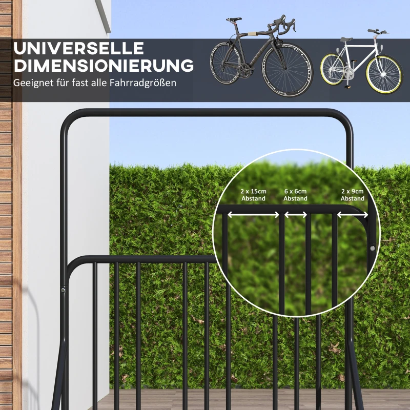 Cykelställ För 4 Cyklar, Väderbeständig, Extra Hållare, 102 X 92 X 130 Cm, Svart 5