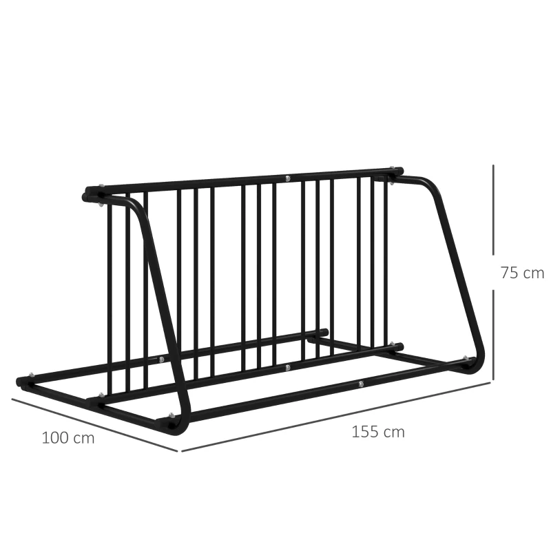 Cykelställ För 4 Cyklar, Väderbeständig, Extra Hållare, 155 X 100 X 75 Cm, Svart 3