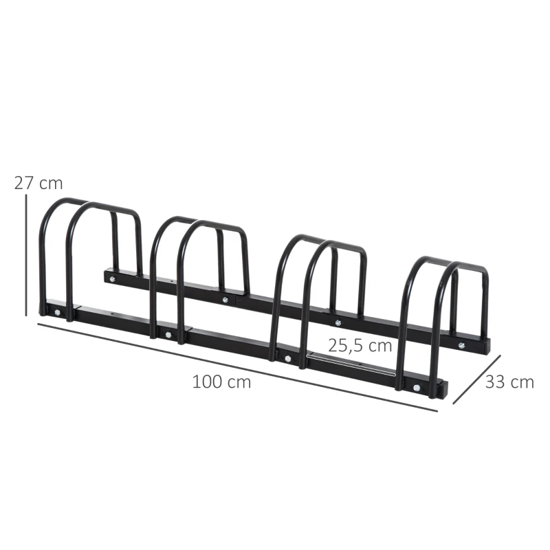 Cykelställ För 4 Cyklar, Väderbeständig, Vägg- Eller Golvmontering, Stål 110 X 33 X 27 Cm 3