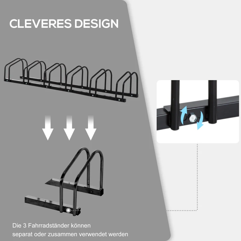 Cykelställ För 6 Cyklar, Väderbeständig, Vägg- Eller Golvmontering, Stål 179 X 33 X 27 Cm 5