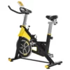 Cykeltränare, Höj- Och Sänkbar Motionscykel, Fitnesscykel, Rulltränare Med Remdrift, LCD Display, Stål, ABS, Gul + Svart, 45,5 X 100 X 101-113 Cm 1