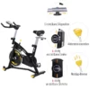 Cykeltränare Motionscykel Fitnesscykel Med Kontinuerligt Motstånd, 10kg Svänghjul, LCD-display, Inomhuscykel, Justerbar I Höjdled, Stål, Svart + Gul, 47 X 120 X 104,5-117 Cm 7