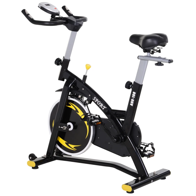 Cykeltränare Motionscykel Fitnesscykel Med Kontinuerligt Motstånd, 10kg Svänghjul, LCD-display, Inomhuscykel, Justerbar I Höjdled, Stål, Svart + Gul, 47 X 120 X 104,5-117 Cm 1