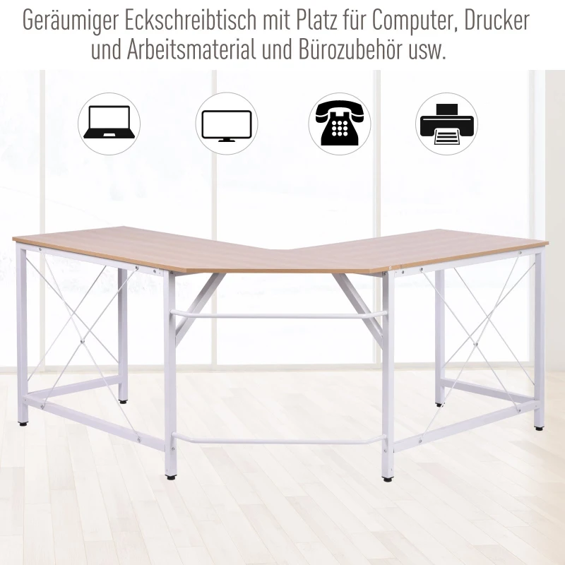 Datorbord Skrivbord L-format Arbetsbord Bröd Bord Hörn Skrivbord Vinkelskrivbord MDF Natur 150 X 150 X 76 Cm 6