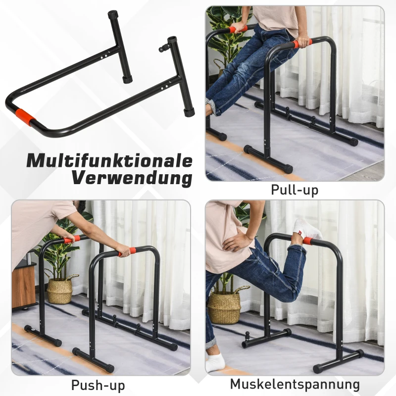 Dip Bars Fitness Paralletter Push Up Dip Station Justerbar Fitness Multifunktionellt Stål Svart 94/102 X 62 X 73 Cm 4