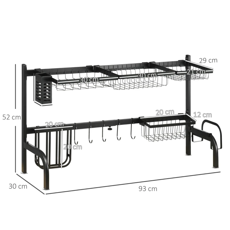 Diskavlopp, Justerbar Längd 51-93 Cm, Många Element, Flexibelt Arrangemang, 93 X 30 X 52 Cm, Svart 3