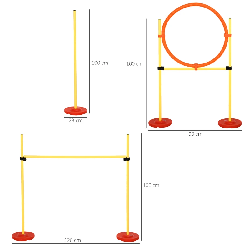 Dog Agility Set 3-i-1 Träning För Husdjur, Med Väska, Lätt Att Bära, Gul 3