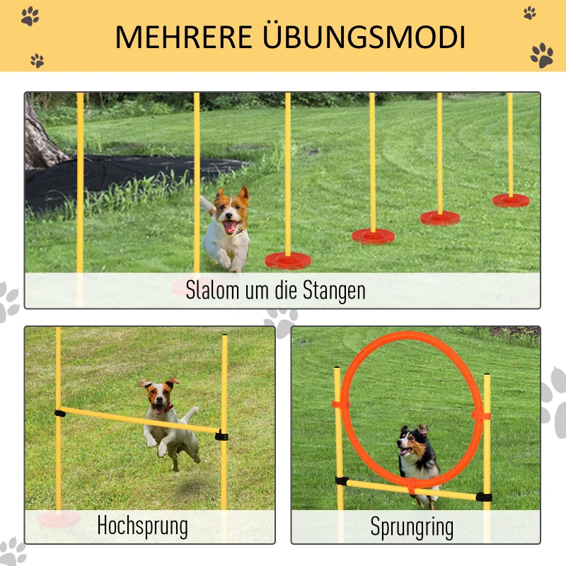 Dog Agility Set 3-i-1 Träning För Husdjur, Med Väska, Lätt Att Bära, Gul 6