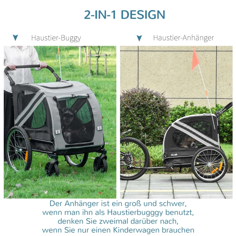 Dog Buggy Hundvagn Pet Buggy Säkerhetskoppel Reflexer 140 Cm X 72,5 Cm X 108 Cm Grå 5