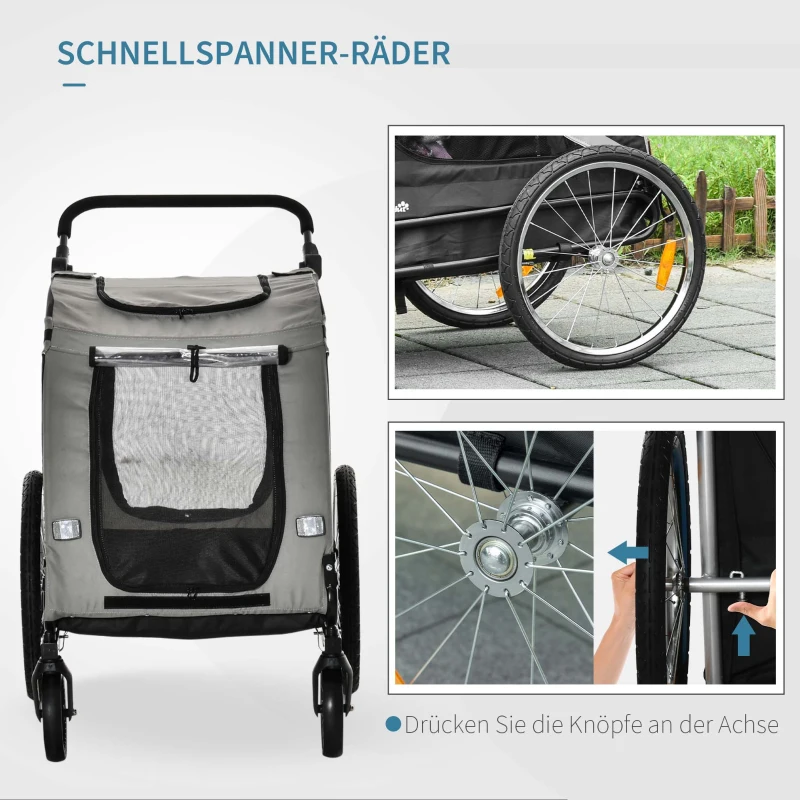 Dog Buggy Hundvagn Pet Buggy Säkerhetskoppel Reflexer 140 Cm X 72,5 Cm X 108 Cm Grå 6