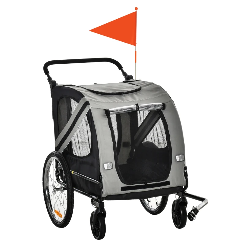 Dog Buggy Hundvagn Pet Buggy Säkerhetskoppel Reflexer 140 Cm X 72,5 Cm X 108 Cm Grå 9