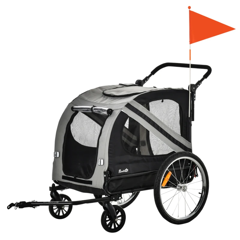 Dog Buggy Hundvagn Pet Buggy Säkerhetskoppel Reflexer 140 Cm X 72,5 Cm X 108 Cm Grå 1