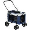 Dog Buggy Pet Buggy Hundvagn Vikbar Avtagbar Korg 81 X 58 X 97,5 Cm Svart + Blå + Vit 10