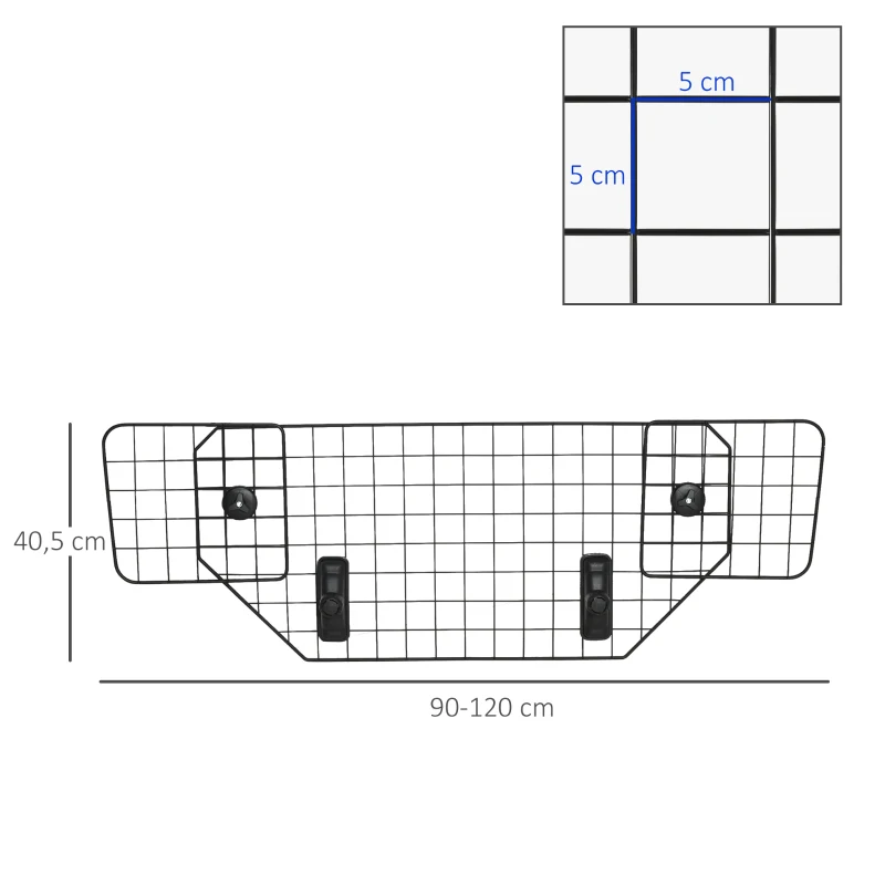 Dog Guard Car Universal Boot Gate Dog Gate Divider Justerbar Metall Svart (90-120) X 40,5 Cm 3