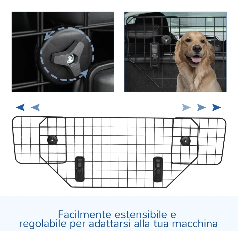 Dog Guard Car Universal Boot Gate Dog Gate Divider Justerbar Metall Svart (90-120) X 40,5 Cm 7