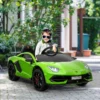 Elbil För Barn 12V Lamborghini SVJ Licensierad Barnfordon Barnbil För 3-8 år Med Fjärrkontroll 2 X 550 Motorer MP3/USB Lätt Musik Metall Grön 123 X 66,5 X 45,5 Cm 2