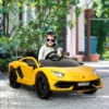 Elbil För Barn 12V Lamborghini SVJ Licensierad Barnfordon Barnbil För 3-8 år Med Fjärrkontroll 2 X 550 Motorer MP3/USB Lätt Musik Metall Gul 123 X 66,5 X 45,5 Cm 2