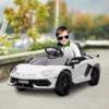 Elektrisk Barnbil, Licensierad Lamborghini Aventador, Dubbla Dörrar, Musik, Horn, För 3-5 år, Vit 2