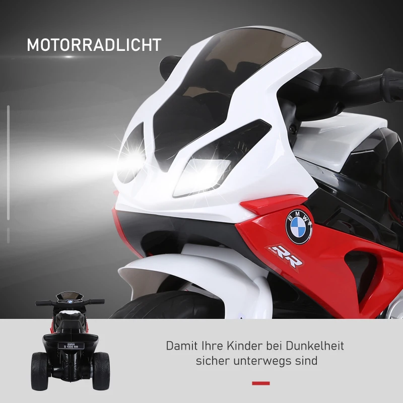 Elektrisk Barnmotorcykel Barnfordon Licensierad Av BMW S1000RR Elektrisk Trehjuling Med Batteri Stålröd 66 X 37 X 44 Cm 4