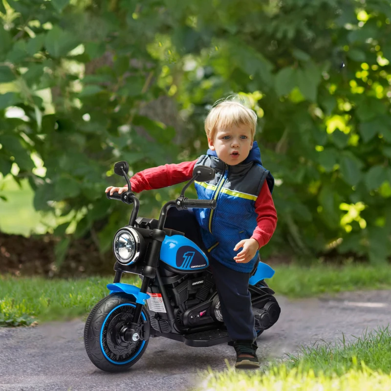 Elektrisk Barnmotorcykel, Elektriskt Barnfordon, Med Strålkastare, 3 Km/h, Blå + Svart 2