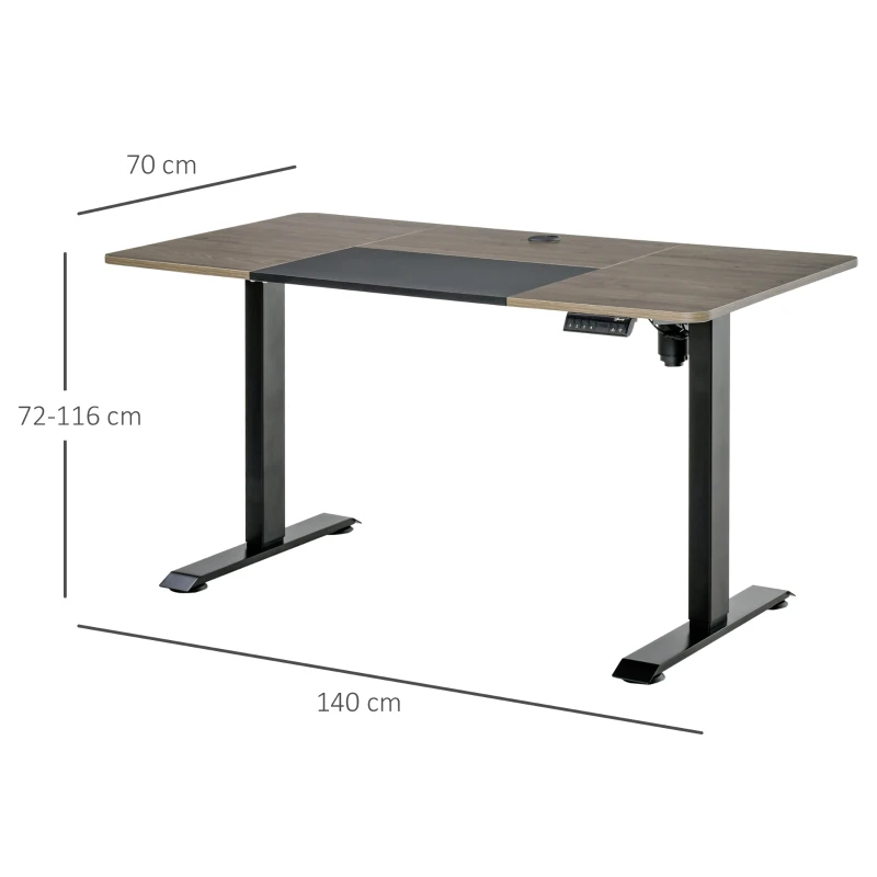 Elektrisk Bordsstativ Med Motordator Bord Höjdjusterbart Ståbord Brödbord Bordsställ Metallspånskiva Natur + Svart 140 X 70 X 72-116 Cm 3