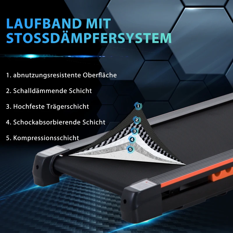 Elektriskt Löpband Med LCD-display, Hopfällbar Träningsmaskin, 1-6 Km/h, Stål, Svart, 105 X 56 X 108,5 Cm 7