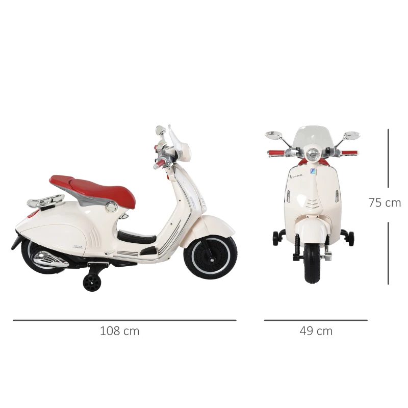 Elfordon, Barnfordon, Barnmotorcykel, Elmotorcykel Med MP3-musikbelysning, 3-6 år, PP, Vit, 108 X 49 X 75 Cm 3