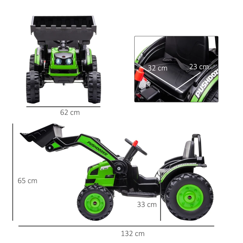 Elgrävmaskin För Barn Säte Grävmaskin För Barn åkande Grävmaskin Terrängfordon Traktor Elektrisk För Körning Med Musikskyffelarmar 35 år PP Plast Stål Grön 132 X 62 X 65 Cm 3