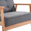 Enkel Soffa Lounge Stol Stoppad Stol Med Armstöd Träram Linne Grå 64,5 X 70 X 74 Cm 8