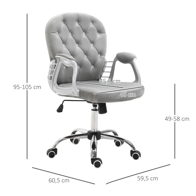 Ergonomisk Kontorsstol, Chefsstol, Vadderat Ryggstöd, Grå, 59,5 X 60,5 95-105 Cm 3