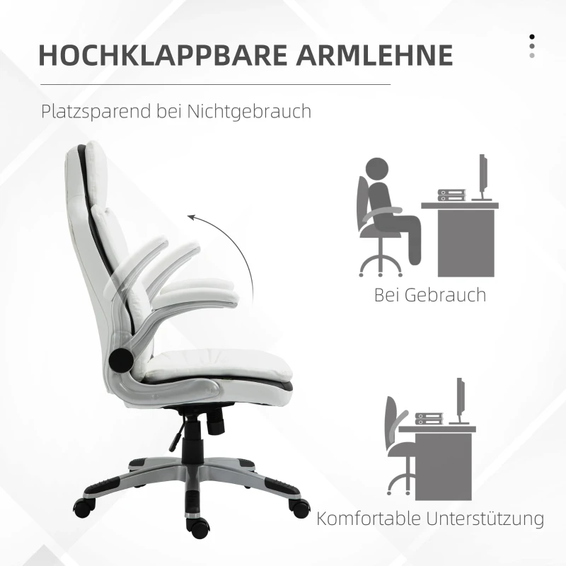 Ergonomisk Kontorsstol Med Fällbara Armstöd, Höj- Och Sänkbar Skrivbordsstol Med Vippfunktion, Tjockt Stoppad Stol Med Justerbara Vadderade Armstöd 69 X 67 X 113-121 Cm 8