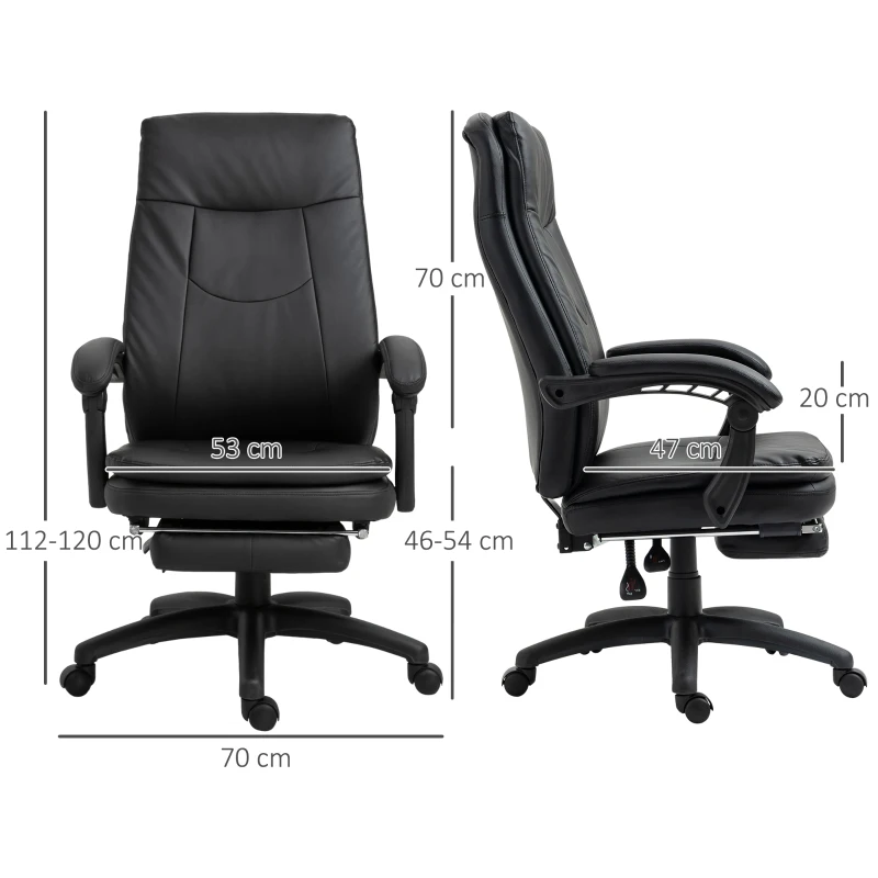 Ergonomisk Kontorsstol Med Fotstöd, Chefsstol, Höj- Och Sänkbar Skrivbordsstol, Datorstol Med Vadderat Ryggstöd, Svart, 64 X 64 X 112-120 Cm 3