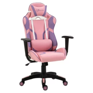 Ergonomisk Spelstol Kontorsstol Snurrstol Justerbar Massage Svankkudde Höjdjusterbar Rosa & Lila 69 X 56 X 125,5 Cm 1