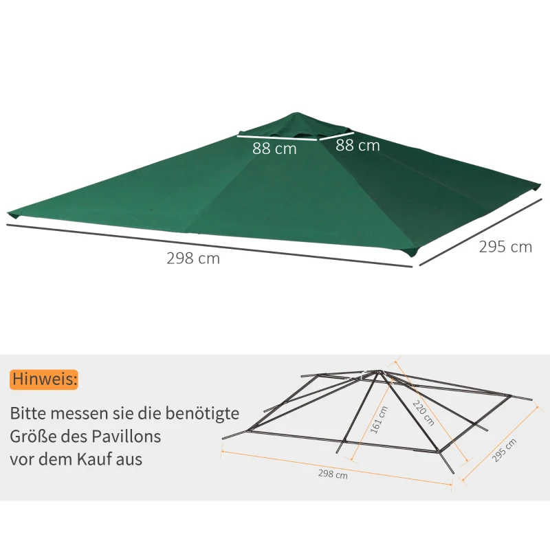 Ersättningstak För Trädgårdslusthus, 8 Vattendräneringshål, Enkel Montering, Polyester, Grön, 2,98 X 2,95 M 3