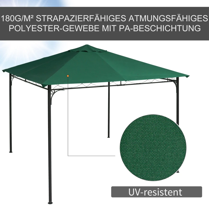 Ersättningstak För Trädgårdslusthus, 8 Vattendräneringshål, Enkel Montering, Polyester, Grön, 2,98 X 2,95 M 4