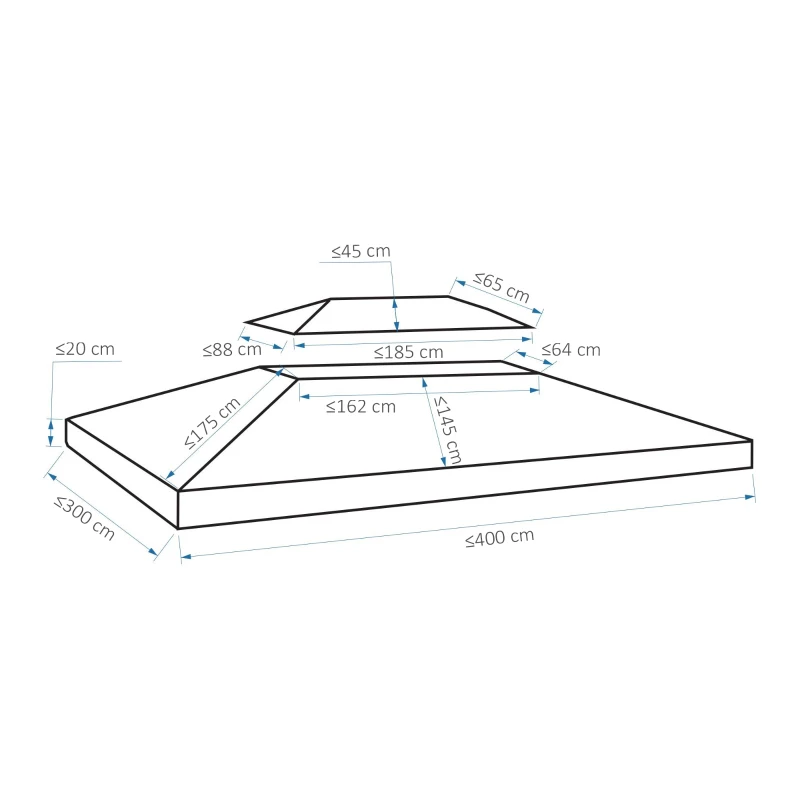 Ersättningstak Paviljongtak För Metallpaviljong Trädgårdspaviljong Partytält Trädgårdstält Polyester 3x4m Mörkgrå 10