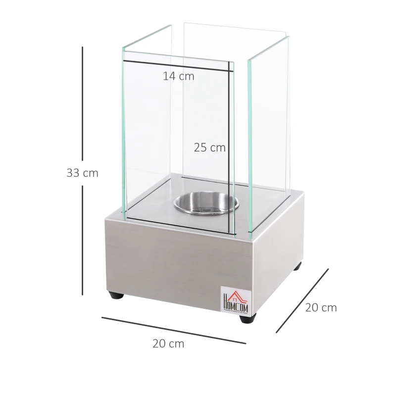 Etanol Eldstad Bio-etanol Brännare 0,4L 2 Timmar Brinntid Ingen Rök Rostfritt Stål 20 X 20 X 33 Cm 3