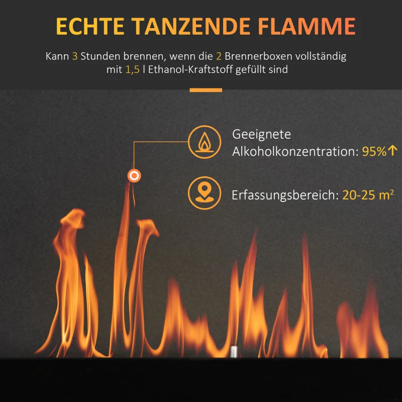 Etanol öppen Spis Vägg Spis 90 X 18 X 60 Cm Svart 4