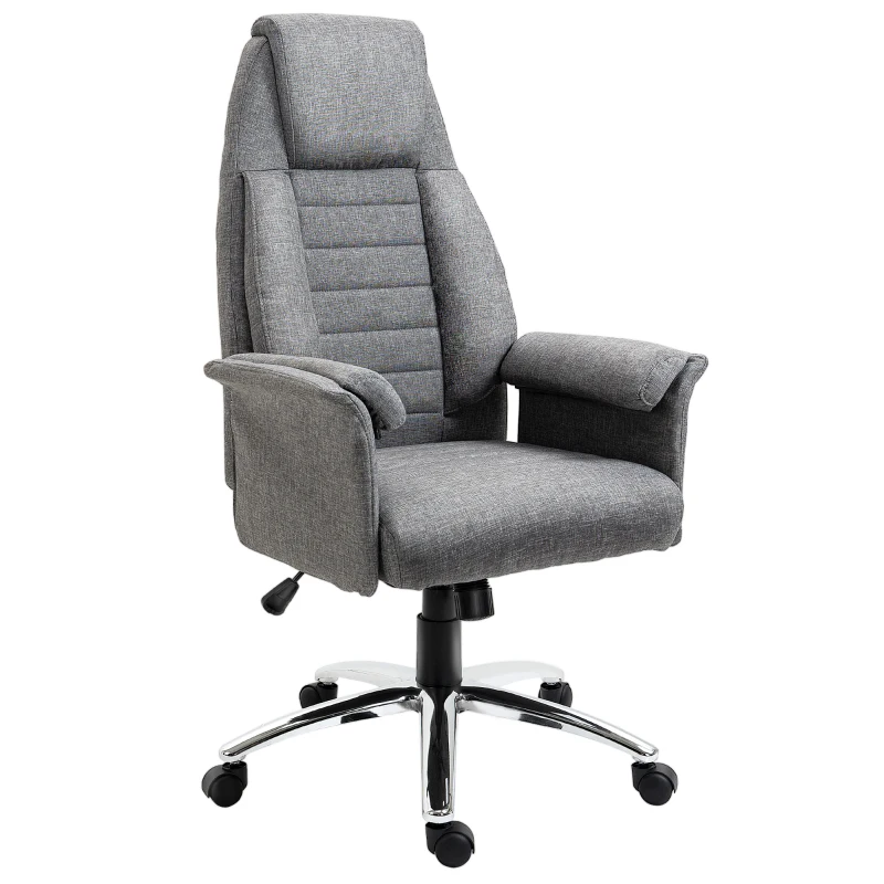 Executive Stol, Justerbar I Höjdled, 5 Hjul, Ergonomisk Form, 68 Cm X 69 Cm X 126 Cm, Grå 1