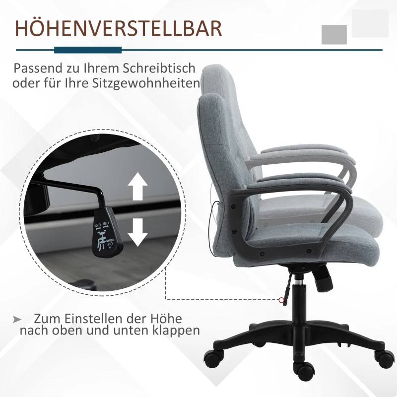 Executive Stol Med Massagefunktion Massagestol Höjdjusterbar Snurrstol Kontorsstol Ergonomisk Linjedesign Med USB-gränssnitt Höjdjusterbar Polyester PP Grå 59 X 63 X 92-101 Cm 5