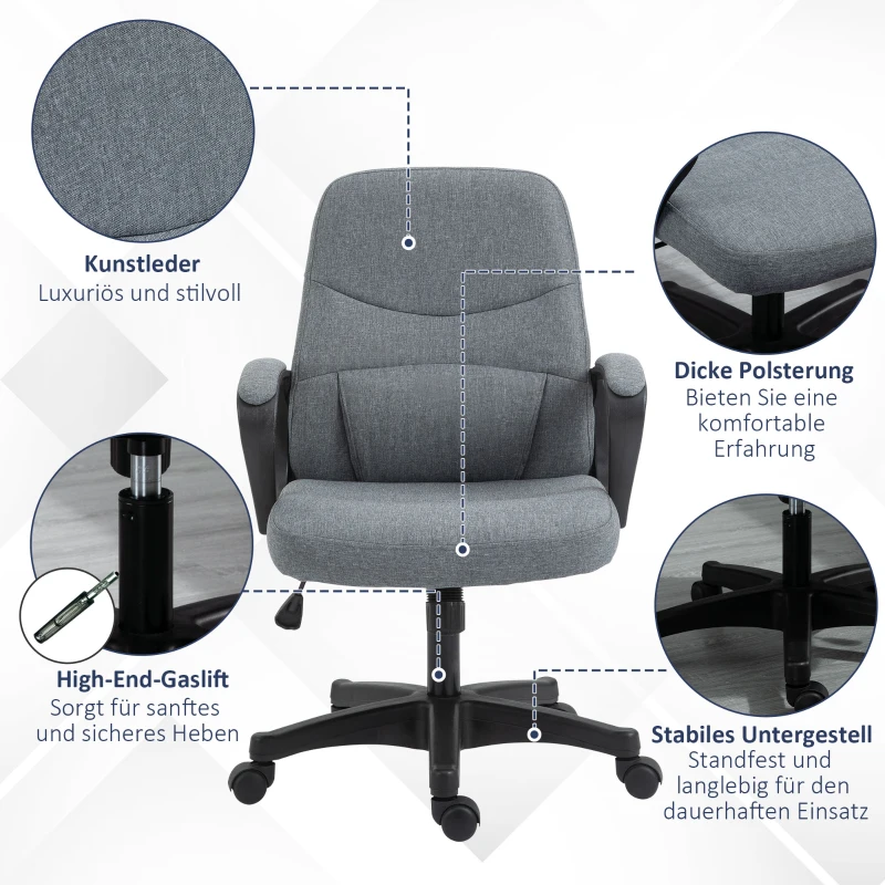 Executive Stol Med Massagefunktion Massagestol Höjdjusterbar Snurrstol Kontorsstol Ergonomisk Linjedesign Med USB-gränssnitt Höjdjusterbar Polyester PP Grå 59 X 63 X 92-101 Cm 7