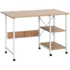 Fällbart Bord Skrivbord Sidobord Brödbord Mobilt Datorbord Med Hjul MDF Natur 107 X 55 X 76 Cm 1