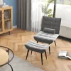 Fåtölj Med Ottoman, Accent Chair Set, Relax Chair Med Fotstöd, Grå + Svart 2