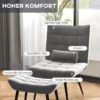 Fåtölj Med Ottoman, Accent Chair Set, Relax Chair Med Fotstöd, Grå + Svart 4